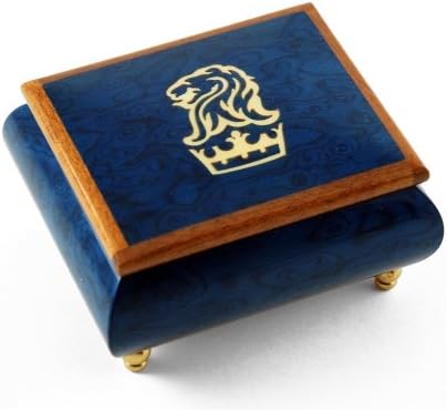 Iconic Royal Blue Lion and Crown Inlay Music Box-mnogo pjesama za odabir-kada želite zvijezdu