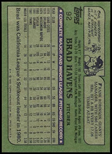 1982 TOPPS 92 Brad Havens Minnesota Twins NM blizanci