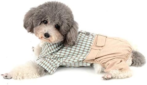 Ranphy Puppy Plaid Majica Doggy Pamučne hlače Ljetna modna odjeća sa ovratnikom Mekog kućnog kombinezona za male doggie zelene veličine