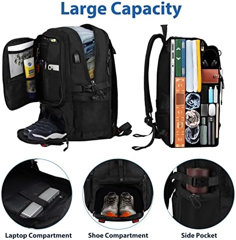 Fujampe Travel Backpack za muškarce Ženska aviokompanija Odobrena nošenje na ruksaku sa odjeljkom za cipele USB priključak za punjenje,