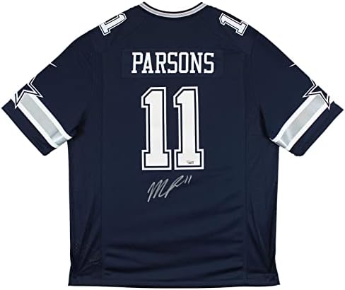 Cowboys Micah Parsons potpisan mornarsko plavi Nike Igra Igra W / srebrni Sig Fanatics - autogramirani NFL dresovi