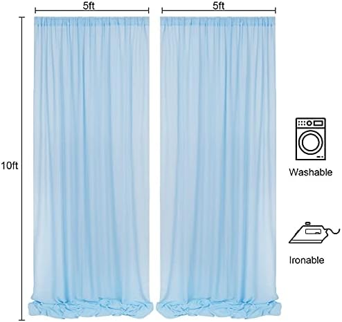 WENMER 5 x 10ft plava šifonska pozadina za vjenčanje, 2 ploče zavjese za vjenčanje luk zavjese od tkanine pozadinske zavjese za kućni