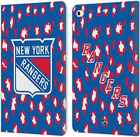Dizajni za glavu Službeno licencirani NHL Leopard Patten New York Rangers kožna knjiga Novčanik Courset Cour Cover Construible s Apple