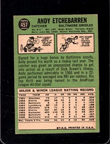 1967. topps 457 Andy Etchebarren DP VG + Orioles