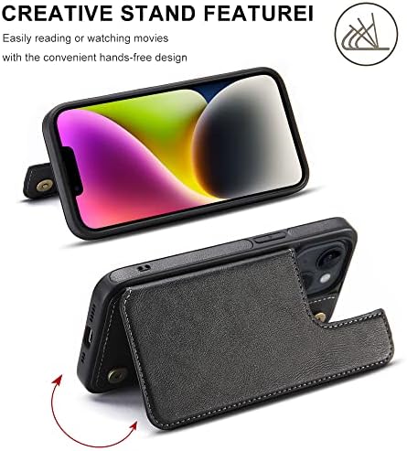 Hemduty za iPhone 14 torbicu za novčanik sa držačem za kartice, luksuzna kožna torbica za kartice, dvostruka magnetna kopča otporna