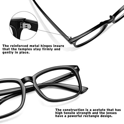 WOWSUN Unisex elegantne Nerd naočare bez recepta, okviri za naočare sa prozirnim sočivima, lažne naočare