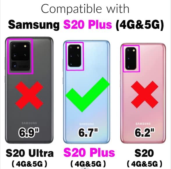 Furiet kompatibilan sa Samsung Galaxy S20 Plus S20+ 5G futrolom za novčanik i kožnim držačem za preklopnu karticu za narukvicu poklopac