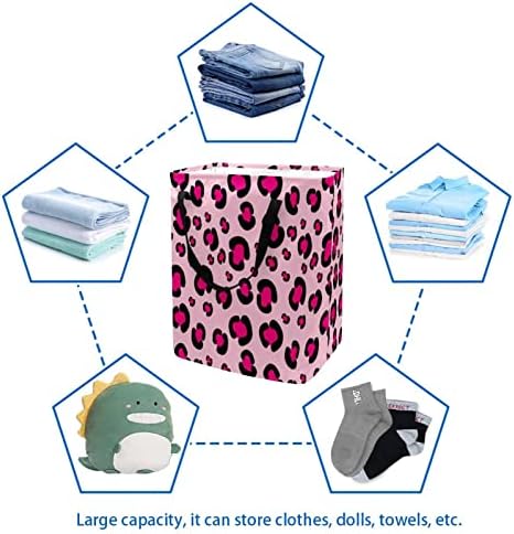 Girly Pink Rosy Leopard Print uzorak Print sklopiva korpa za veš, 60L vodootporne korpe za veš kanta za veš igračke skladište za spavaonicu u kupatilu