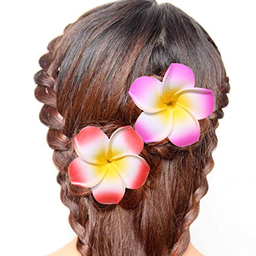 12 kom Plumeria clips cvjetni brjevte cvjetni glava za glavu dlake za kosu za kosu za kosu za žene multikolor Havajski luaur tropsko