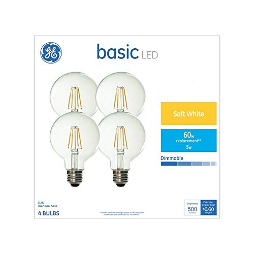 Ge Basic 4-Pack 60 W ekvivalentne toplo bijele G25 LED ukrasne sijalice