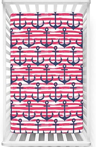 Harbour Stripe Temasni mini krevetić, prenosivi mini krevetića ultra mekani materijal-baby list za dječake djevojke, 24 x38, tamno