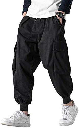 Muške Joggers hlače Casual vrećaste pamučne vezice sužene trenirke teretni hipi široke pantalone sa više džepova