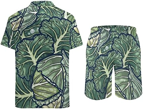 Pećni kupus muškarci 2 komada Havajski set Dugme-down Majice kratkih rukava hlače na plaži Labavi fit tees trenerke