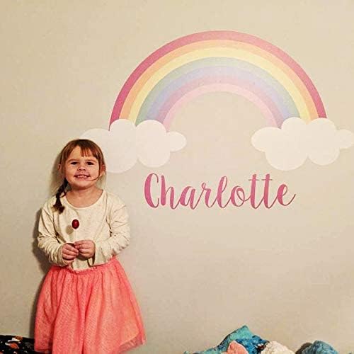 Rainbow Zidna naljepnica Art personalizirani naziva Zidne naljepnice Djevojke spavaća soba vrtić zidni ukrasi uklonjivi vinilne dječje