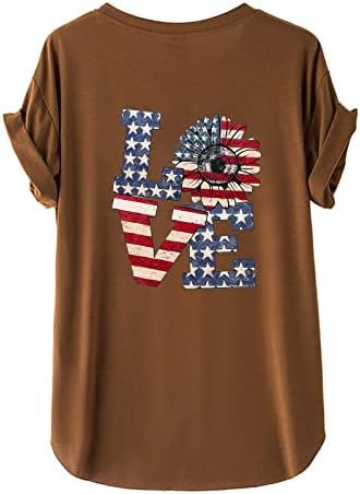Majice za 4. jul majice za žene kratke rukave s V-izrezom majice američke zastave sa prugama Tie-Dye Patriotske majice