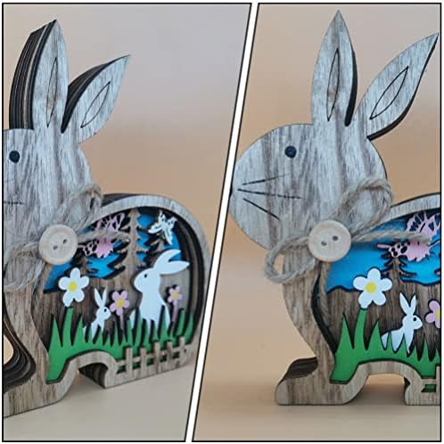 Aboofan Easter Bunny Light Drveni zeko obrtni uskrsni zec rezbareni šuplji zečji ukras za Uskršnja zabava Početna Desk