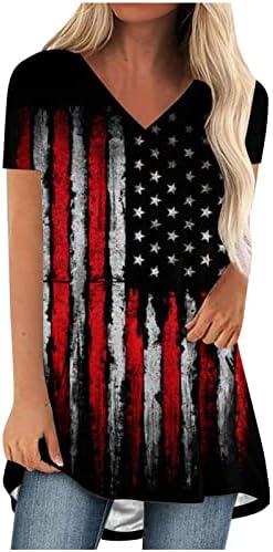 Četvrti julske košulje za žene kratki rukav V izrez Visoka niska neovisnost vrhovi prevelike košulje sa trbuhom patriotske kuće za