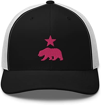 Rivemug Žene Kalifornia Premium kamiondžijanski kapu sa vezenim medvjedom i zvezda zakrivljenim računom Srednja kruna snapback mrežica