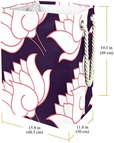 Vodootporne korpe za veš visoke čvrste sklopive ruke nacrtane Botanički lotos cvijet uzorak print Hamper za odrasle djecu Teen Boys