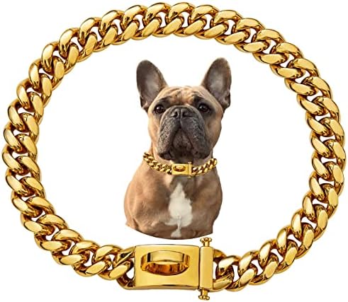 Kubanski krak od zlatnog lanca 18k Veliki ogrlica za pse sa kopčom, jaki nehrđajući čelik 19 mm širok kubanskog lančana ogrlica za