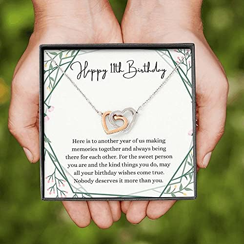 Nakit za poruke, ručno izrađena ogrlica - personalizirana poklon za zaključavanje srca, sretna 11. rođendanska ogrlica sa porukom,