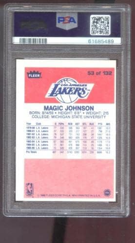 1986-87 FLEER 53 MAGIC JOHNSON PSA 9 Ocjenjivačka košarkaška karta 86-87 Lakers - nepotpisane košarkaške kartice