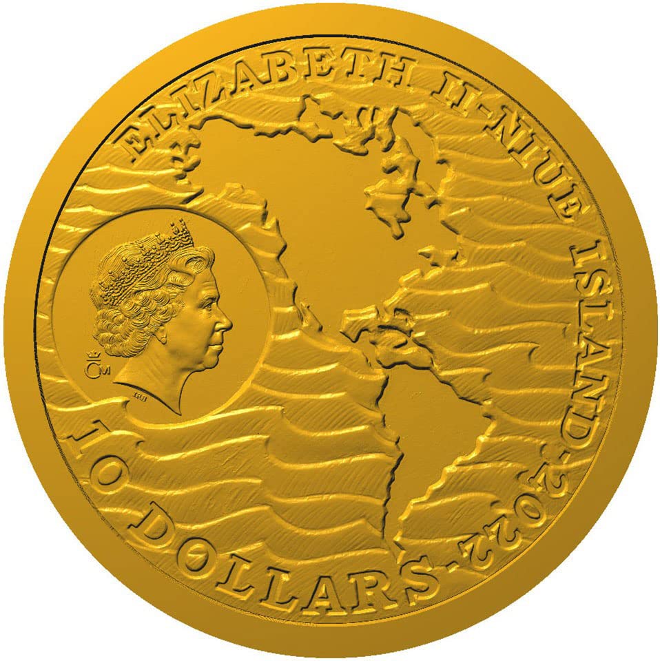 2022 de otkriće Amerike Powercoin Amerigo Vespucci 1/4 oz Gold Coin 10 $ Niue 2022 Dokaz