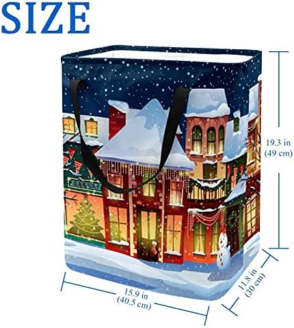 NDKMEHFOJ Winter House snjegović korpe za veš korpe vodootporni Sorter za prljavu odjeću sklopiva meka ručka šarena za kućne odvojive
