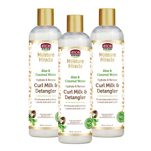 African Pride Moisture Miracle Hydrate & ReCurl Milk & Hair Detangler , For Natural Coils & Curls, Hydrates & Controls Frizz,